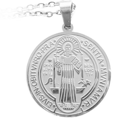 Libro Medalla de San Benito Plateada &mdash; Tienda de F&aacute;tima Per&uacute;